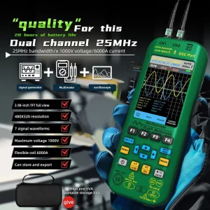 BSIDE O7 Handheld Oscilloscope 50MHz Dual Channel 4-in-1 Digital Multimeter with Function Generator  - view 2