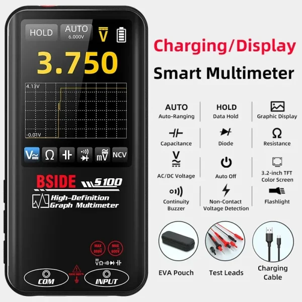 BSIDE S100 Smart Graphic Multimeter Auto-Ranging Digital Tester