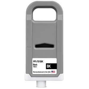 U.S. Remanufactured for Canon PFI-701BK 700ml Black Ink Cartridge
