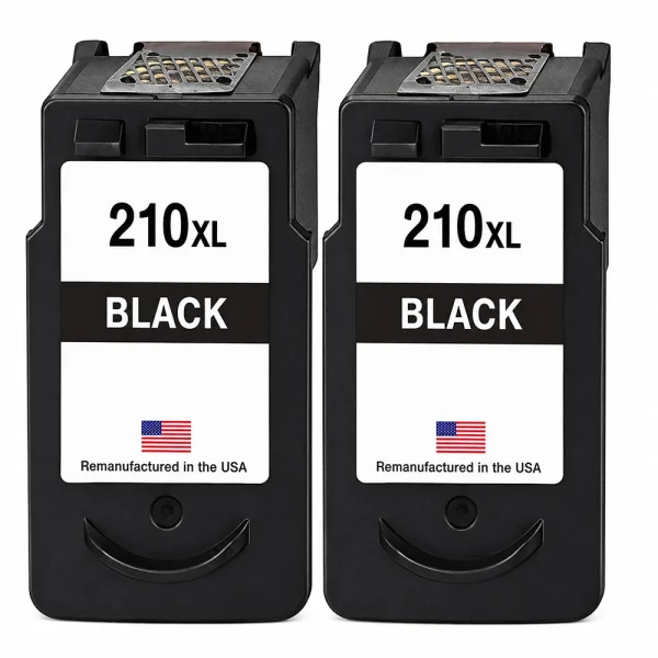 U.S. Remanufactured for Canon PG-210XL Black Ink Cartridge Twin Pack