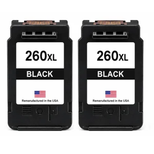 U.S. Remanufactured for Canon PG-260XL Black Ink Cartridge Twin Pack