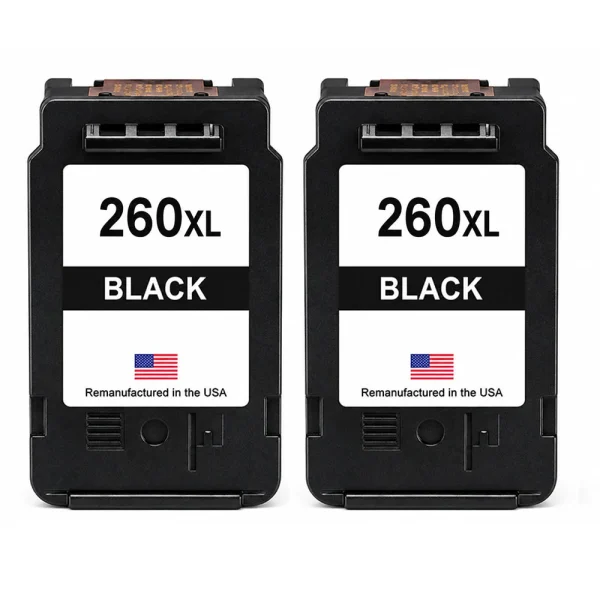 U.S. Remanufactured for Canon PG-260XL Black Ink Cartridge Twin Pack