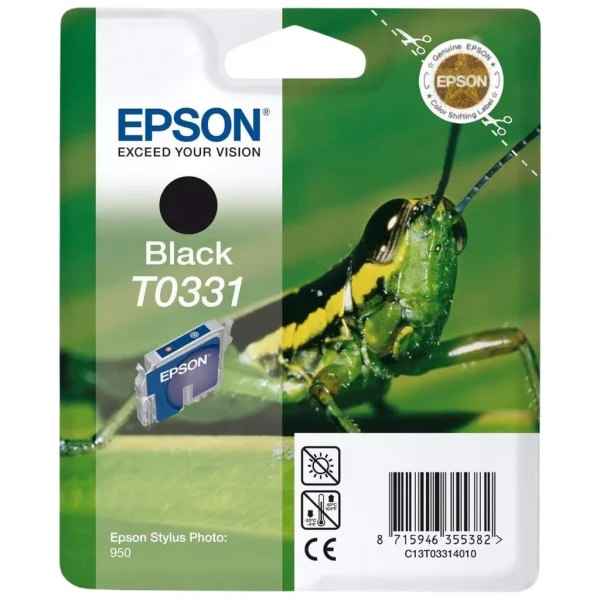 New, Pre-Owned - Epson T0331 Standard-Yield Black Ink Cartridge, T033120