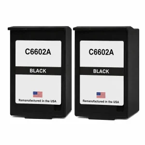 U.S. Remanufactured for HP C6602A Black Ink Cartridge Twin Pack