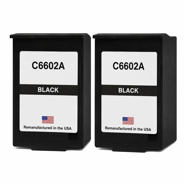 U.S. Remanufactured for HP C6602A Black Ink Cartridge Twin Pack