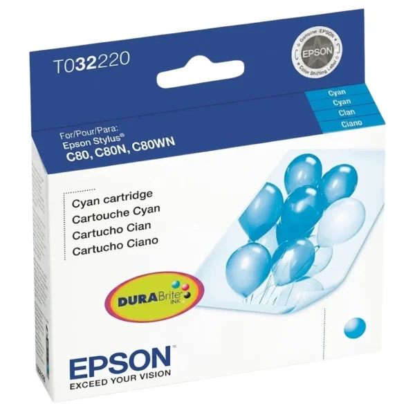 New, Pre-Owned - Epson T032 Standard-Yield Cyan Ink Cartridge, T032220