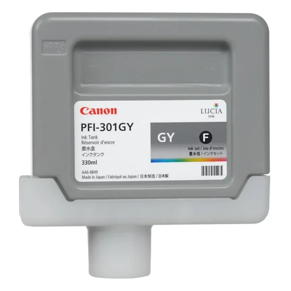 New, Pre-Owned - Canon PFI-301GY Standard-Yield Gray Ink Cartridge, 1495B001AA