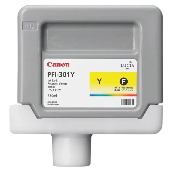 New, Pre-Owned - Canon PFI-301Y Standard-Yield Yellow Ink Cartridge, 1489B001AA