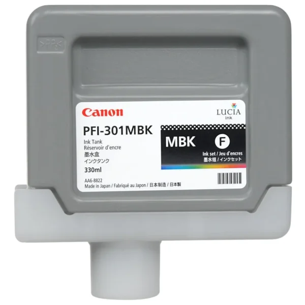 New, Pre-Owned - Canon PFI-301MBK Standard-Yield Matte Black Ink Cartridge, 1485B001AA