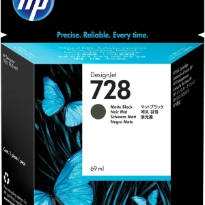 New, Pre-Owned - HP 728 High Yield Matte Black Ink Cartridge, F9J64A