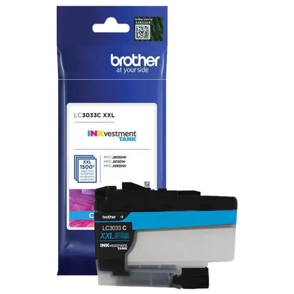 New, Pre-Owned - Brother LC3033C XXL Cyan Super High-Yield Tank Ink Cartridge