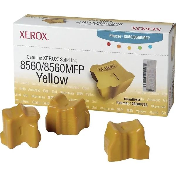New, Pre-Owned - Xerox Phaser 8560 Yellow Solid Ink Pack (3 Sticks) 108R00725
