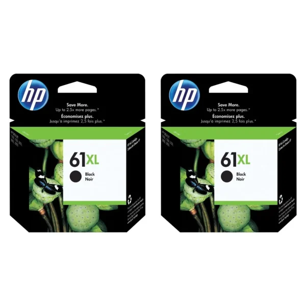New, Pre-Owned - HP 61XL Black (CH563WN) Ink Cartridge- Twin Pack