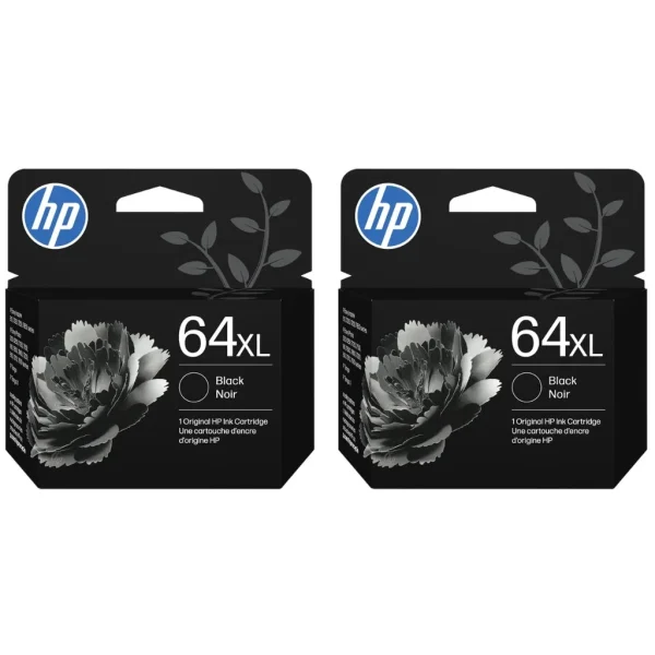 New, Pre-Owned - HP 64XL (N9J92AN) Black Ink Cartridge- 2 Pack