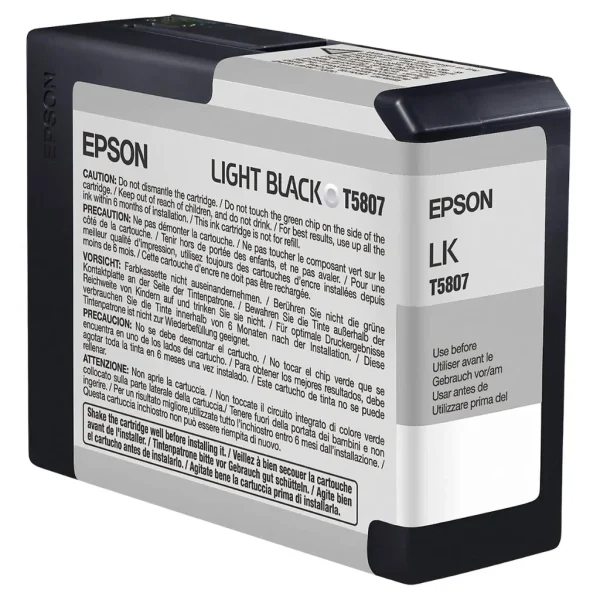 New, Pre-Owned - Epson T5807 Light Black 80ml Ink Cartridge