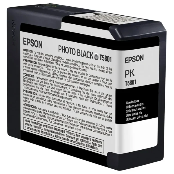 New, Pre-Owned - Epson T5801 Photo Black 80ml Ink Cartridge