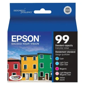 New, Pre-Owned - Epson T099 Cyan, Light Cyan, Magenta, Light Magenta & Yellow Ink Cartridges-5 Pack