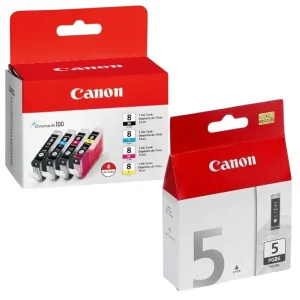 New, Pre-Owned - Canon PGI-5 Black / CLI-8 Black, Colors 5-Pack Ink Cartridges