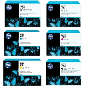 New, Pre-Owned - HP 761 400mL Matte Black, Cyan, Magenta, Yellow, Gray & Dark Gray Ink Cartridge