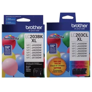 New, Pre-Owned - Brother LC203XL High Yield Black / 3 Color Ink Cartridge (4-Pack)