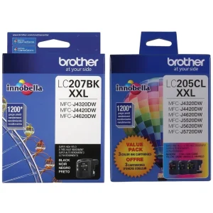 New, Pre-Owned - Brother LC207XXL Black & LC205XXL Color Ink Cartridges