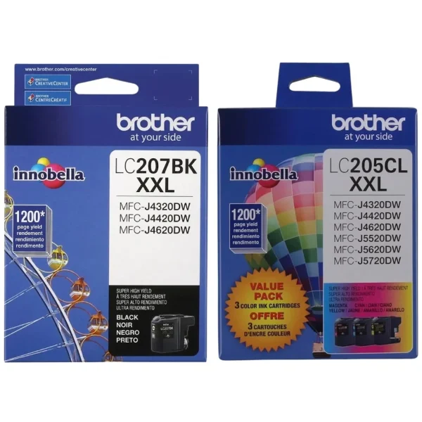 New, Pre-Owned - Brother LC207XXL Black & LC205XXL Color Ink Cartridges