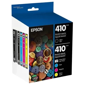 New, Pre-Owned - Epson 410 Black, Photo Black and Color Ink Cartridges