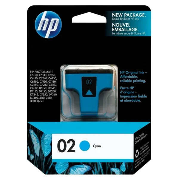 New, Pre-Owned - HP 02 (C8771WN) Cyan Ink Cartridge