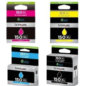 New, Pre-Owned - Lexmark #150XL Black, Cyan, Magenta & Yellow Ink Cartridge