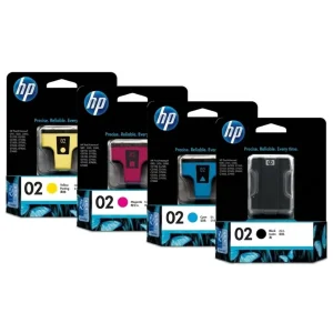 New, Pre-Owned - HP 02 Black and Color Ink Cartridges-4 Pack