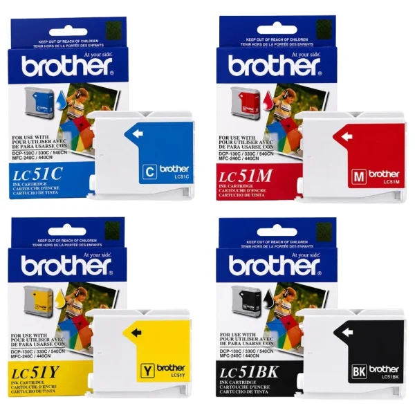 New, Pre-Owned - Brother LC51 Black, Cyan, Magenta & Yellow Ink Cartridge