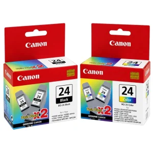 New, Pre-Owned - Canon BCI-24 Twin Black & Twin Color Ink Cartridges