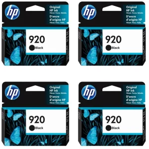 New, Pre-Owned - HP 920 (CD971AN) Black Ink Cartridges 4 Pack