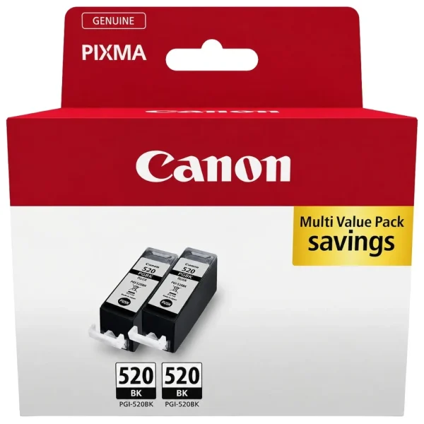 New, Pre-Owned - Canon PGI-520 Black Ink Cartridges- 2 Pack