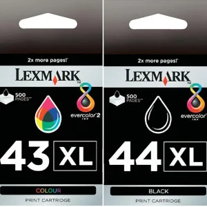 New, Pre-Owned - Lexmark #43XL & #44XL Black/Color Combo Pack Ink Cartridge