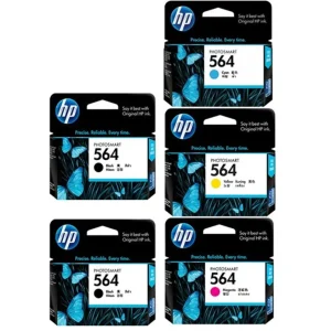 New, Pre-Owned - HP 564 Black, Cyan, Magenta, Yellow Ink (5-pack)