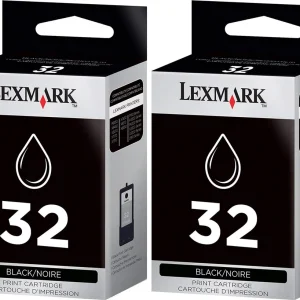 New, Pre-Owned - Lexmark (18C0533) NO.32 Ink Cartridges (Black, 2-Pack)
