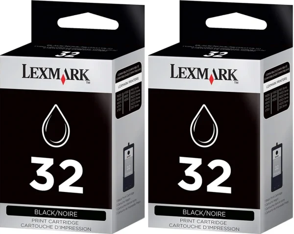 New, Pre-Owned - Lexmark (18C0533) NO.32 Ink Cartridges (Black, 2-Pack)