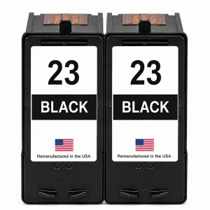 U.S. Remanufactured for Lexmark #23 18C1523 Black Ink Cartridge Twin Pack