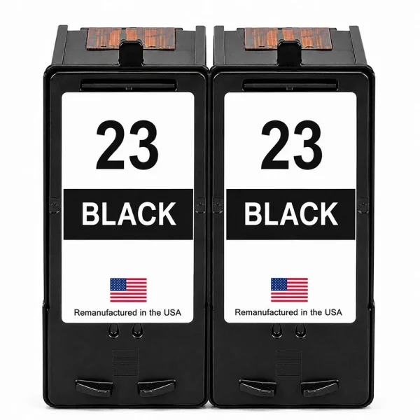 U.S. Remanufactured for Lexmark #23 18C1523 Black Ink Cartridge Twin Pack