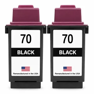 U.S. Remanufactured for Lexmark #70 12A1970 Black Ink Cartridge Twin Pack