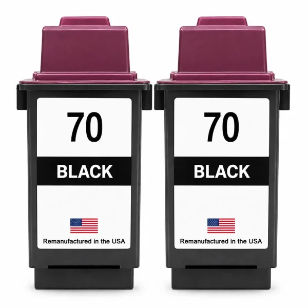 U.S. Remanufactured for Lexmark #70 12A1970 Black Ink Cartridge Twin Pack