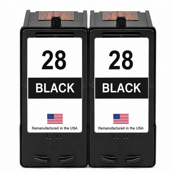 U.S. Remanufactured for Lexmark #28 18C1428 Black Ink Cartridge Twin Pack