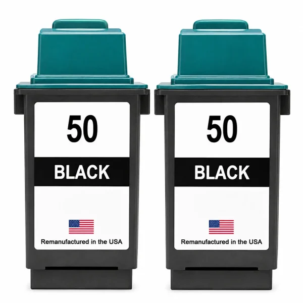 U.S. Remanufactured for Lexmark #50 17G0050 Black Ink Cartridge Twin Pack