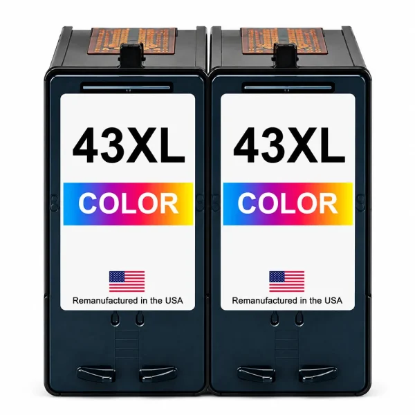 U.S. Remanufactured for Lexmark #43XL 18Y0143 Color Ink Cartridge High Yield Twin Pack