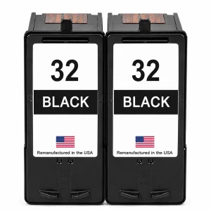 U.S. Remanufactured for Lexmark #32 18C0032 Black Ink Cartridge Twin Pack