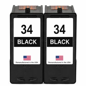U.S. Remanufactured for Lexmark #34 18C0034 Black Ink Cartridge Twin Pack