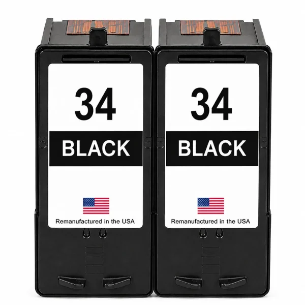 U.S. Remanufactured for Lexmark #34 18C0034 Black Ink Cartridge Twin Pack