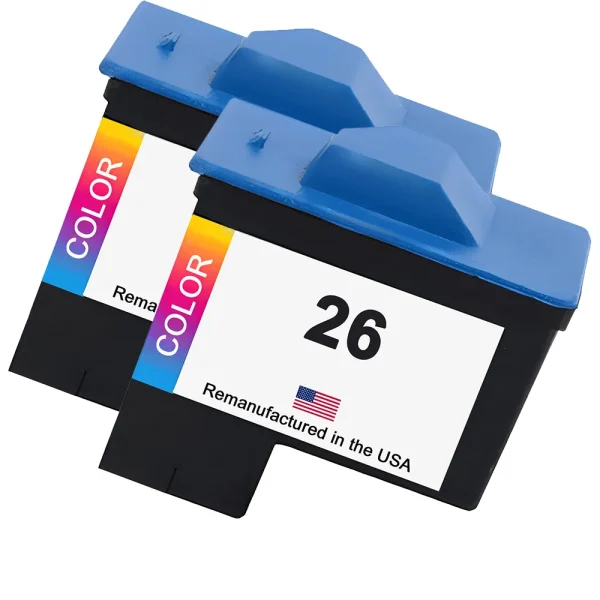 U.S. Remanufactured for Lexmark #26 Color Ink Cartridge, 10N0026 Twin Pack