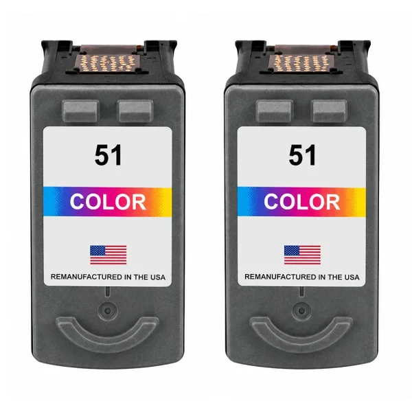 U.S. Remanufactured for Canon CL-51 Color Ink Cartridge Twin Pack